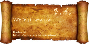 Ványi Aranka névjegykártya